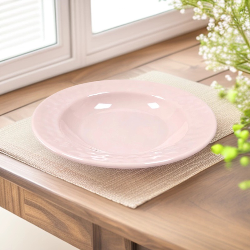 Melamine single-color round plates, commercial imitation porcelain soup plates, hotel restaurant, vegetable restaurant plates, restaurant tableware