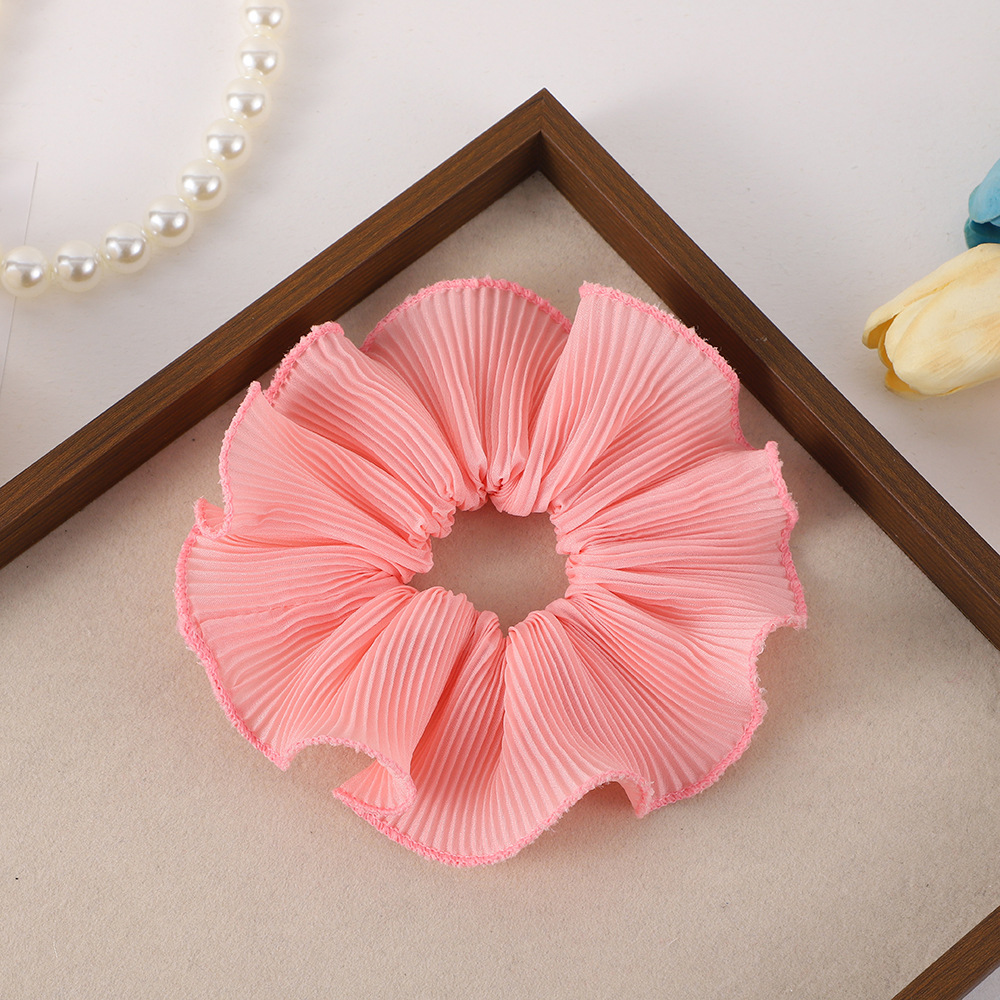 Korean InS-style multi-color flower pleated edge large intestine hair band, fashionable and versatile, trendy hair accessory wholesale, women's headwear details Picture