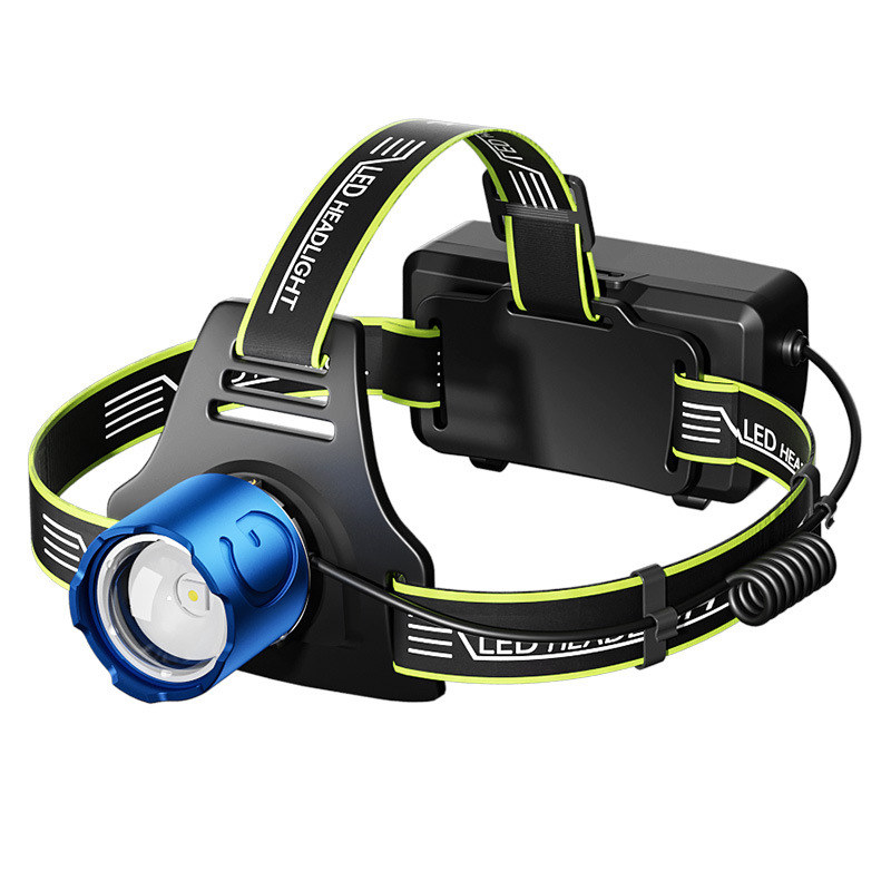 Aluminum alloy headlamp, dual lithium battery, outdoor strong light, waterproof LED charging head-mounted camping fishing searchlight, daily necessities lighting flashlight Item Picture