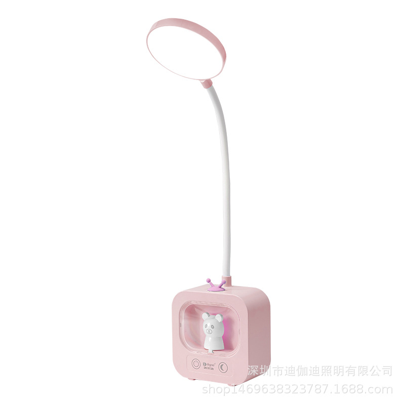 Creative LED eye-protecting desk lamp, USB rechargeable dual-purpose, cartoon seven-color ambient light, white warm light adjustable night light, gift Item Picture