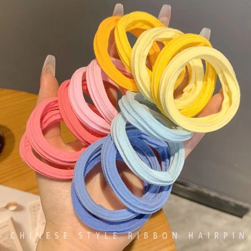 Candy-colored high ponytail rubber band hair tie, female summer Internet celebrity headband, cute hair accessory, leather case, towel hair tie