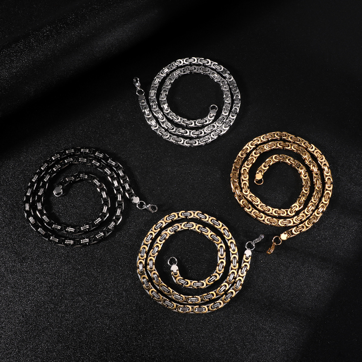 2025新款钛钢男士帝王链条不掉色扁节霸气个性百搭饰品配件