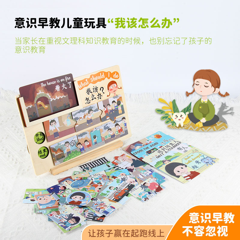 意识早教亲子互动卡片益智玩具思维锻炼木制跨境批发儿童科教教具套装