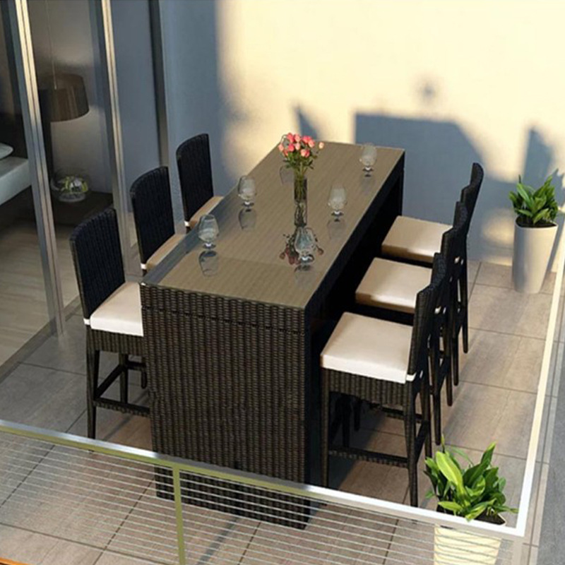 藤编高脚吧台桌椅组合 室外露台庭院花园户外阳台酒吧 Specification image