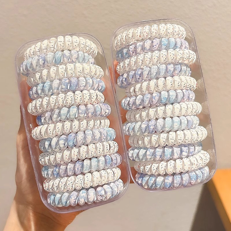 2025新款无痕电话线发圈女头绳扎发橡皮筋网红马尾发饰日用百货收纳袋防尘收纳包