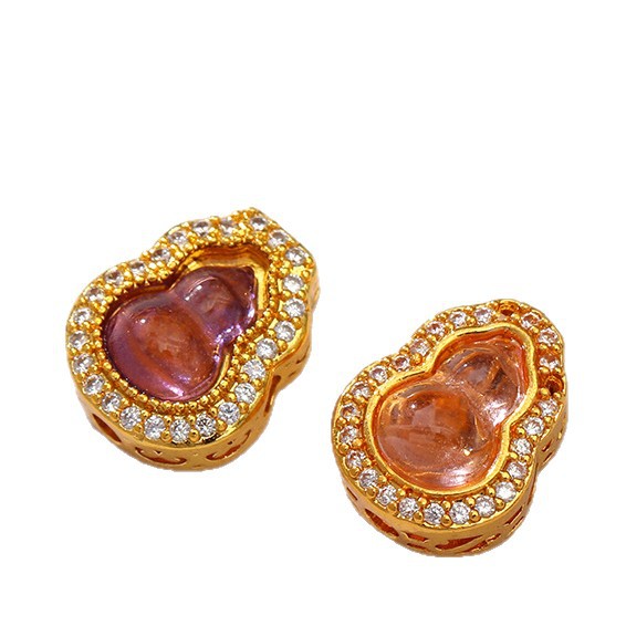 New electroplated crystal gourd-shaped zircon hollowed-out bead bracelet necklace pendant accessory Item Picture