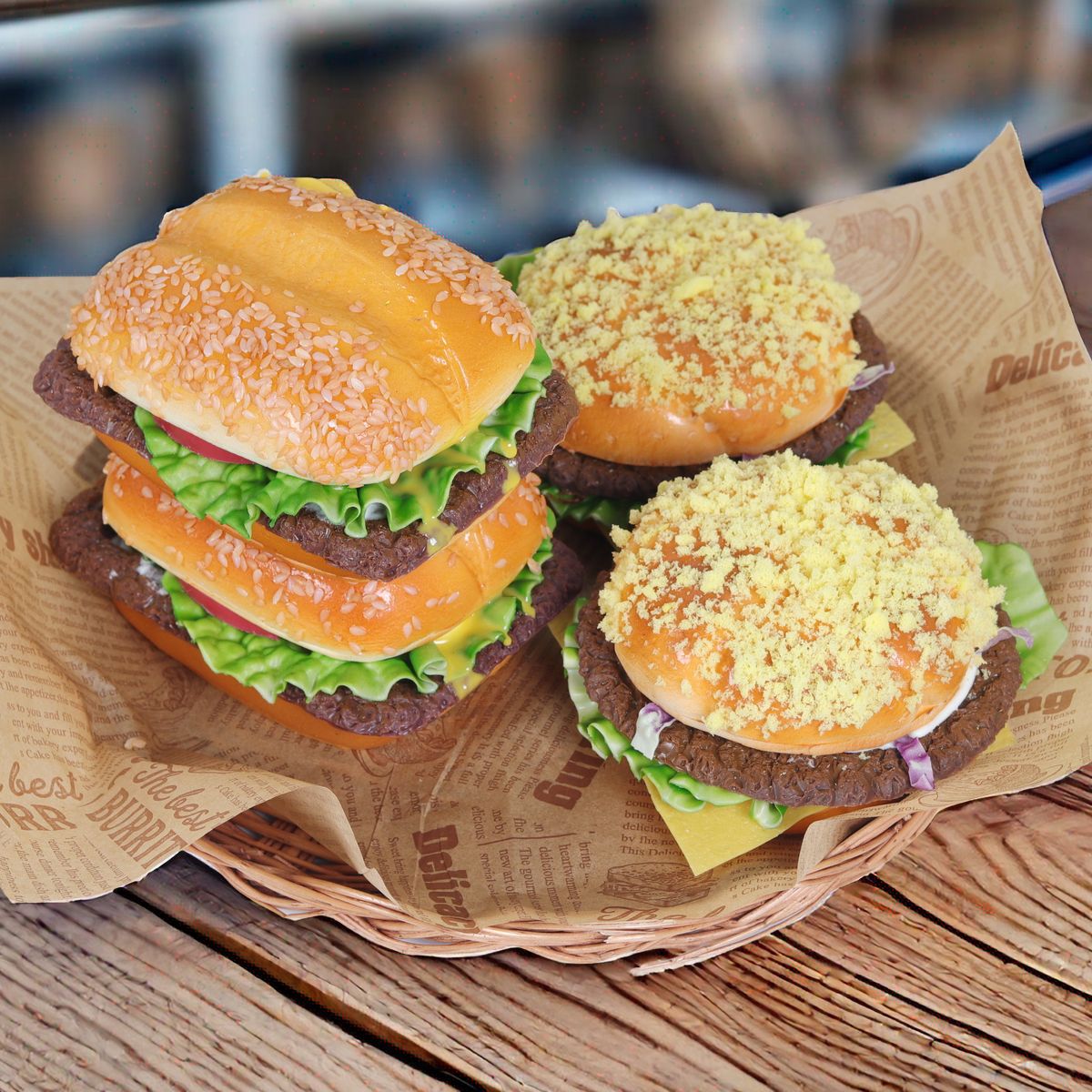 Beef hamburger model, home decoration, film and television props, window display, high-quality and low-priced food, frozen Western pastries Application Scenario