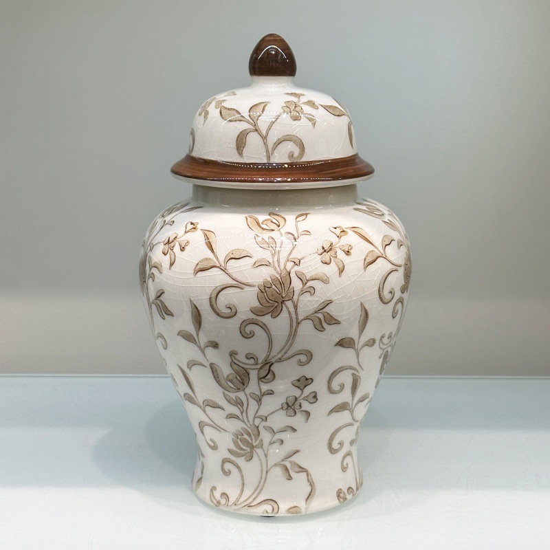 Creative European-style ceramic flower arrangement vases, living room tea table, TV cabinet decoration, dried flower vases, ceramic packaging containers, ceramic bottles Application Scenario