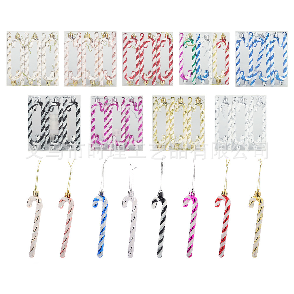 New cross-border Christmas walking stick pendant, plastic electroplated decorative item, essential for holiday home decoration and other ornaments Item Picture