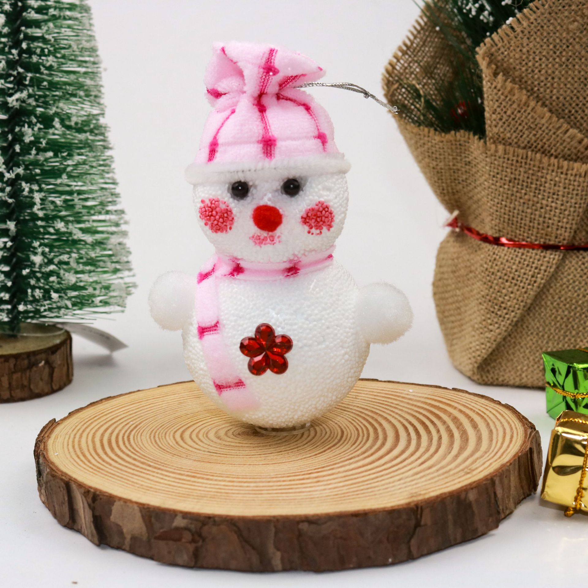 Christmas foam snowman figurehead 10x8cm, one piece set, shopping mall, hotel scene decoration, Christmas decoration, office culture, Christmas supplies Item Picture