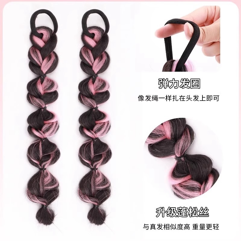 Sweet and cool highlight dyed bubble braids for girls, braids, boxing braids, street dance performance hair accessories Specification image