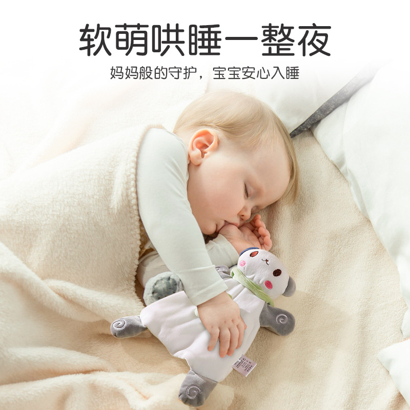 宝宝安抚玩偶0-1岁新生儿哄睡神器豆豆绒动物公仔婴儿玩具柔软抱枕细节图