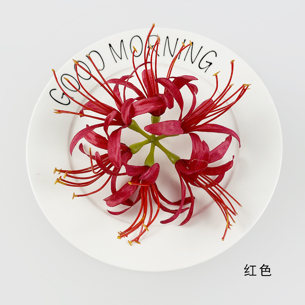 Wind and rain orchid, Red spider lily flower head, manjussa flower simulation flower art, ancient-style Hanfu photo decoration, office culture, garden, rose ornaments Specification image