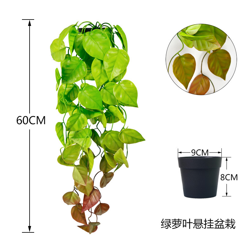 Amazon artificial hanging vine green plants, simulated hanging vine potted plants, home balcony decoration, plastic plants, office culture, garden decorations details Picture