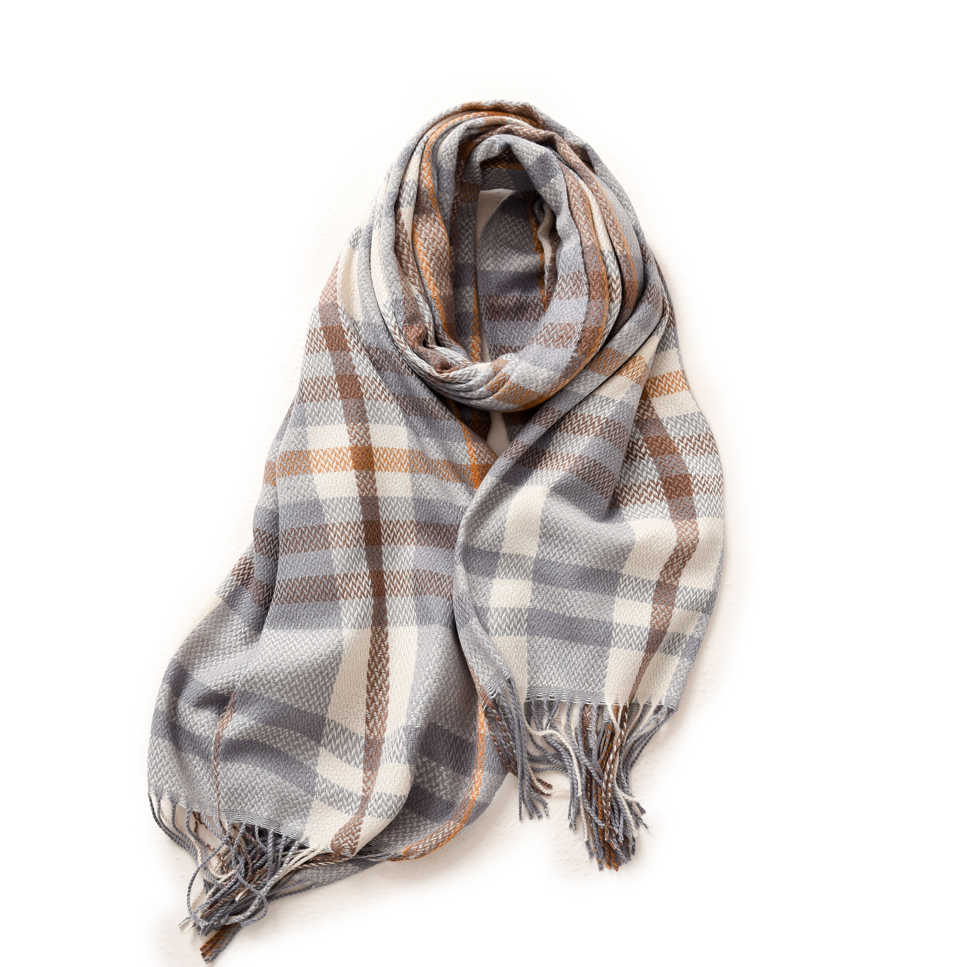 2025 Mid-length thickened checkered scarf, Korean sweet and warm faux cashmere shawl, women's high-end scarf, a must-have for autumn and winter Item Picture