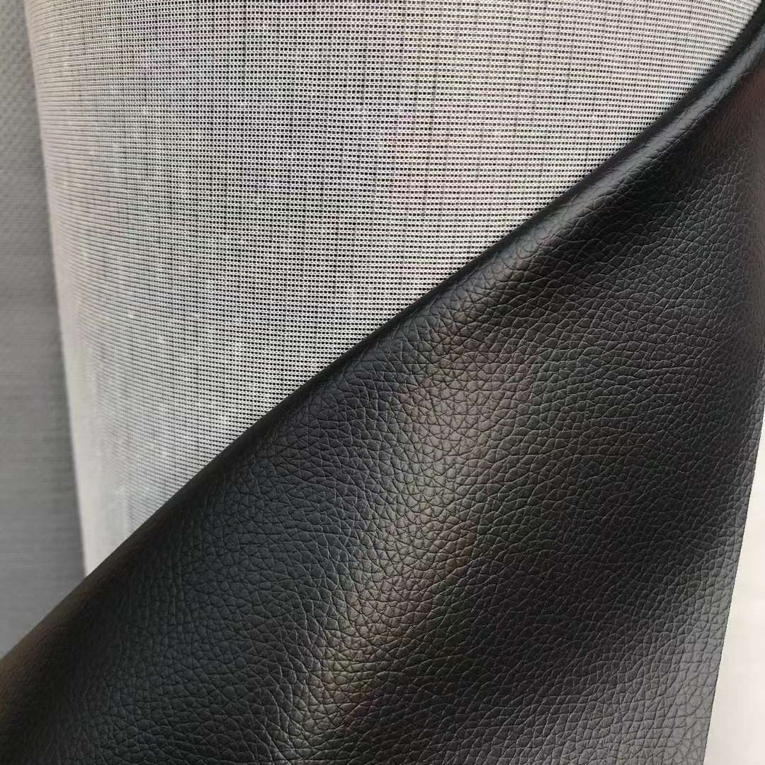 黑色针织小荔枝DE90多底布双层耐刮耐磨大量现货纺织皮革人造革