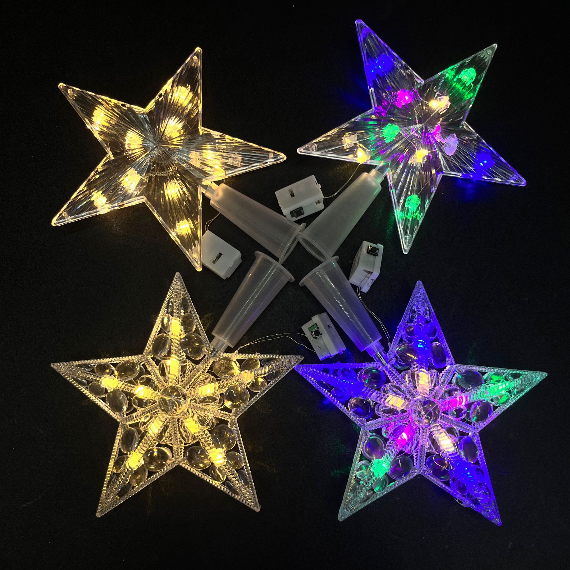 New Christmas illuminated five-pointed star tree top decoration transparent light creative wishing bottle gift, cross-border gift supplies Specification image