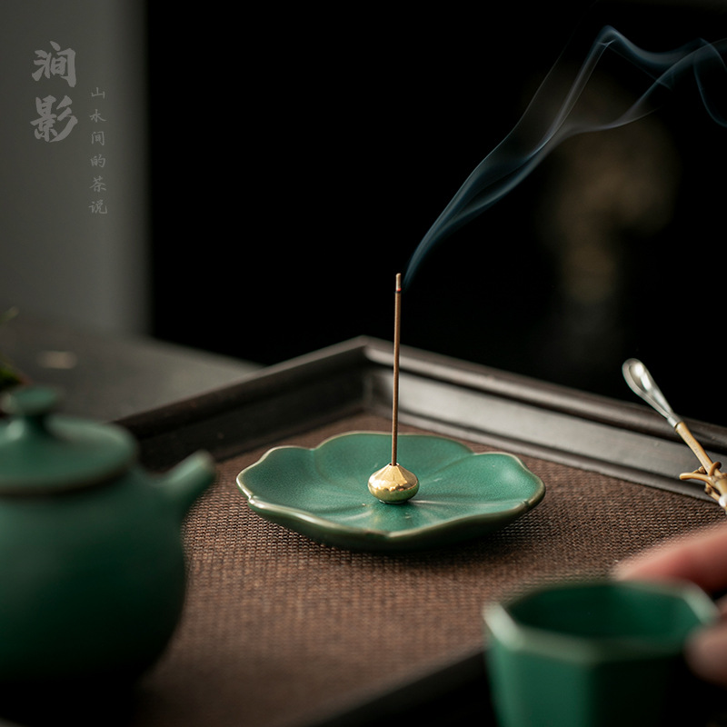中国风禅意线香底座沉檀香插香托中式家用室内香薰炉迷你水滴香盘工艺品礼品