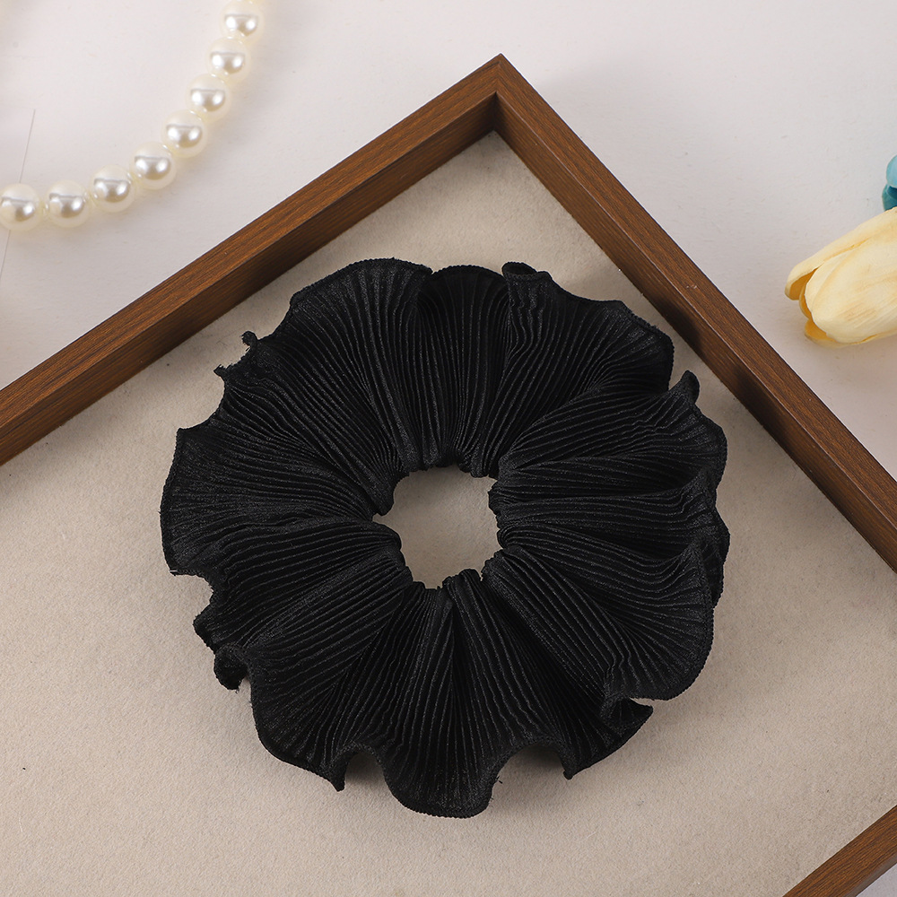 Korean InS-style multi-color flower pleated edge large intestine hair band, fashionable and versatile, trendy hair accessory wholesale, women's headwear Specification image