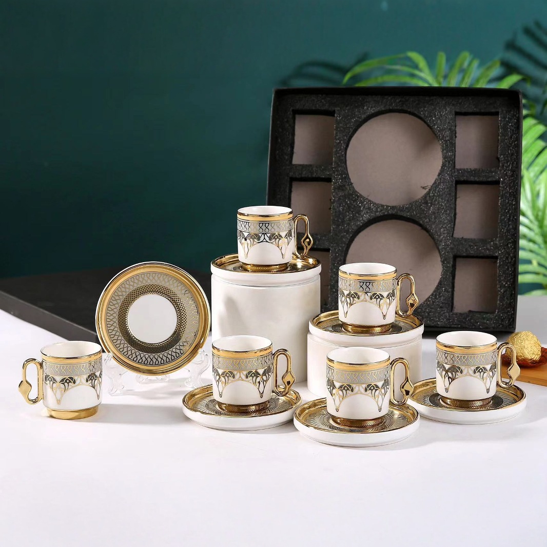 法式陶瓷金边奢华下午茶咖啡杯茶具家用套装伴手礼外贸