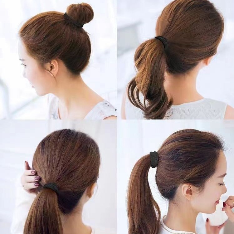 Black high-elasticity seamless 4cm hair band leather case, black leather band for tying hair, women's towel loop Application Scenario