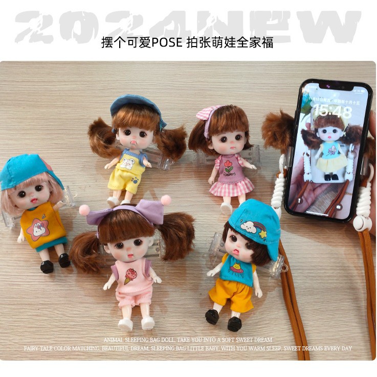 13 cm baby bag, phone back, doll holder, birthday gift for girls, portable lanyard, cute pendant details Picture