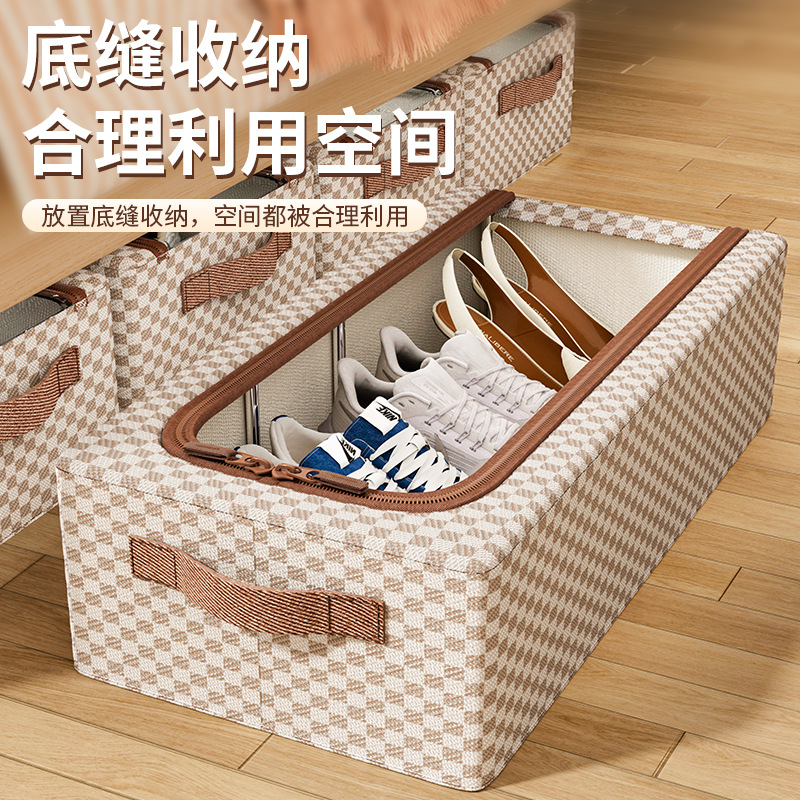 家用免安装透明鞋靴收纳盒钢架可折叠床底收纳防尘鞋盒 details Picture
