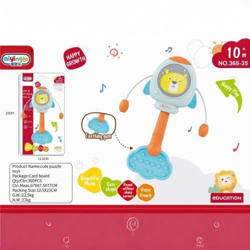 婴儿软胶摇铃卡通牙胶节奏棒手抓安抚bb棒儿童灯光音乐拨浪鼓玩具