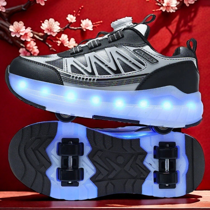 Cheap children's walking shoes, four-wheel deformed luminous roller skates, eight-wheel roller skating toys for girls, boys and students Specification image