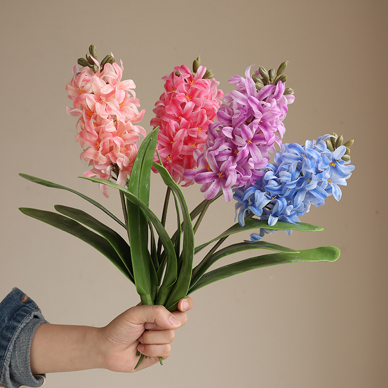 Hyacinth and delphinium, realistic touch indoor home dining table ornaments, wedding photography sets, artificial flowers wholesale, office culture, garden potted plants Application Scenario