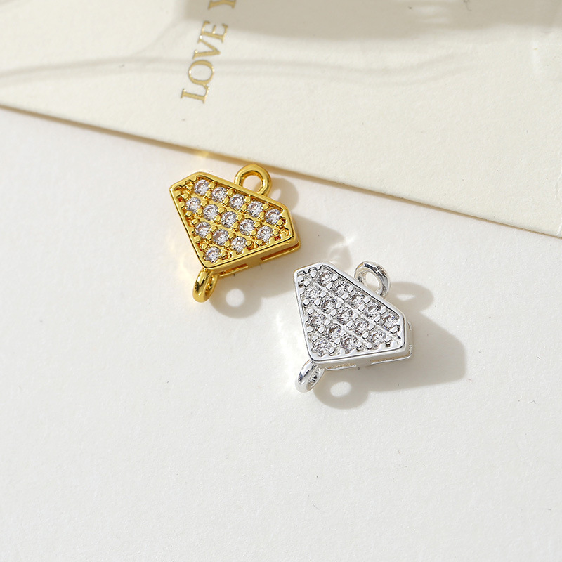 New heart-shaped diamond-encrusted bracelet pendant DIY accessory earrings necklace electroplated heart pendant accessory accessory Specification image