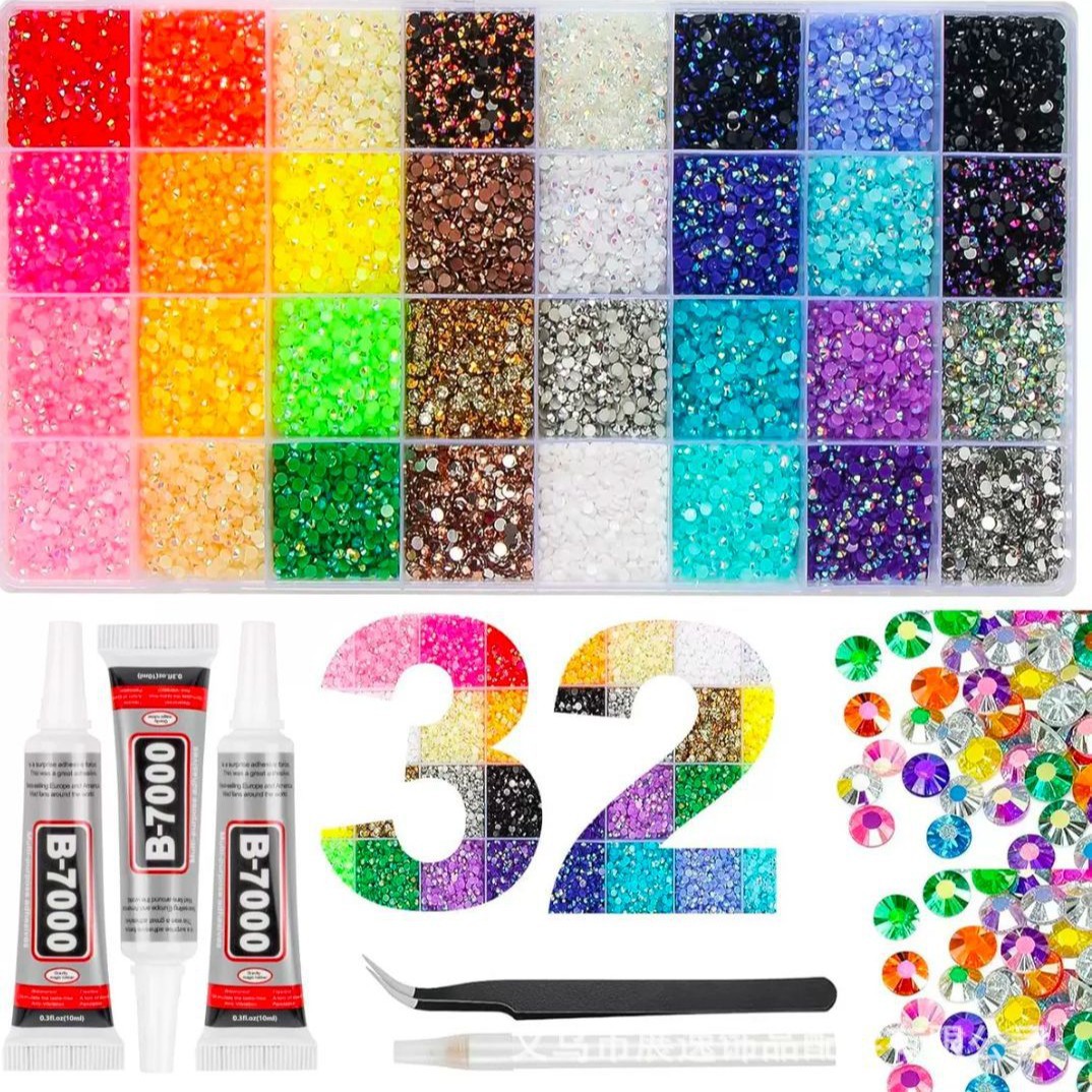 Amazon bestseller Customized 24283240 grid box AB color flat bottom jelly resin diamond box diy jewelry accessories Specification image