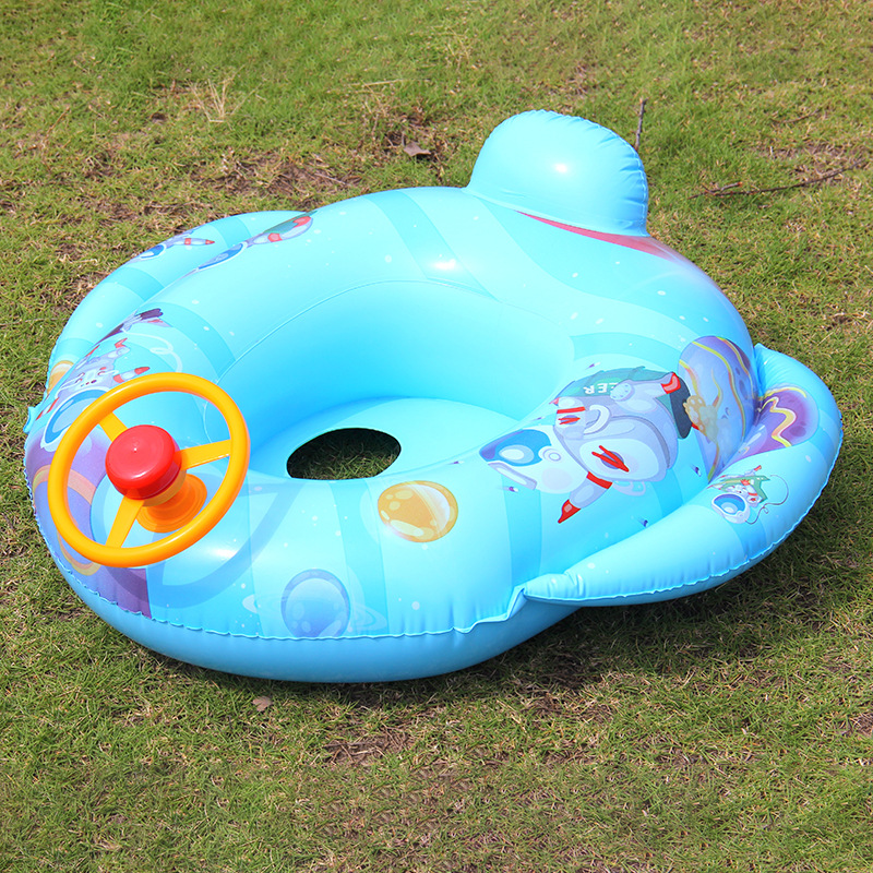 夏季儿童游泳圈玩具汽车太空人设计会响喇叭儿童游艇方向盘防滑耐用适合户外游泳用品