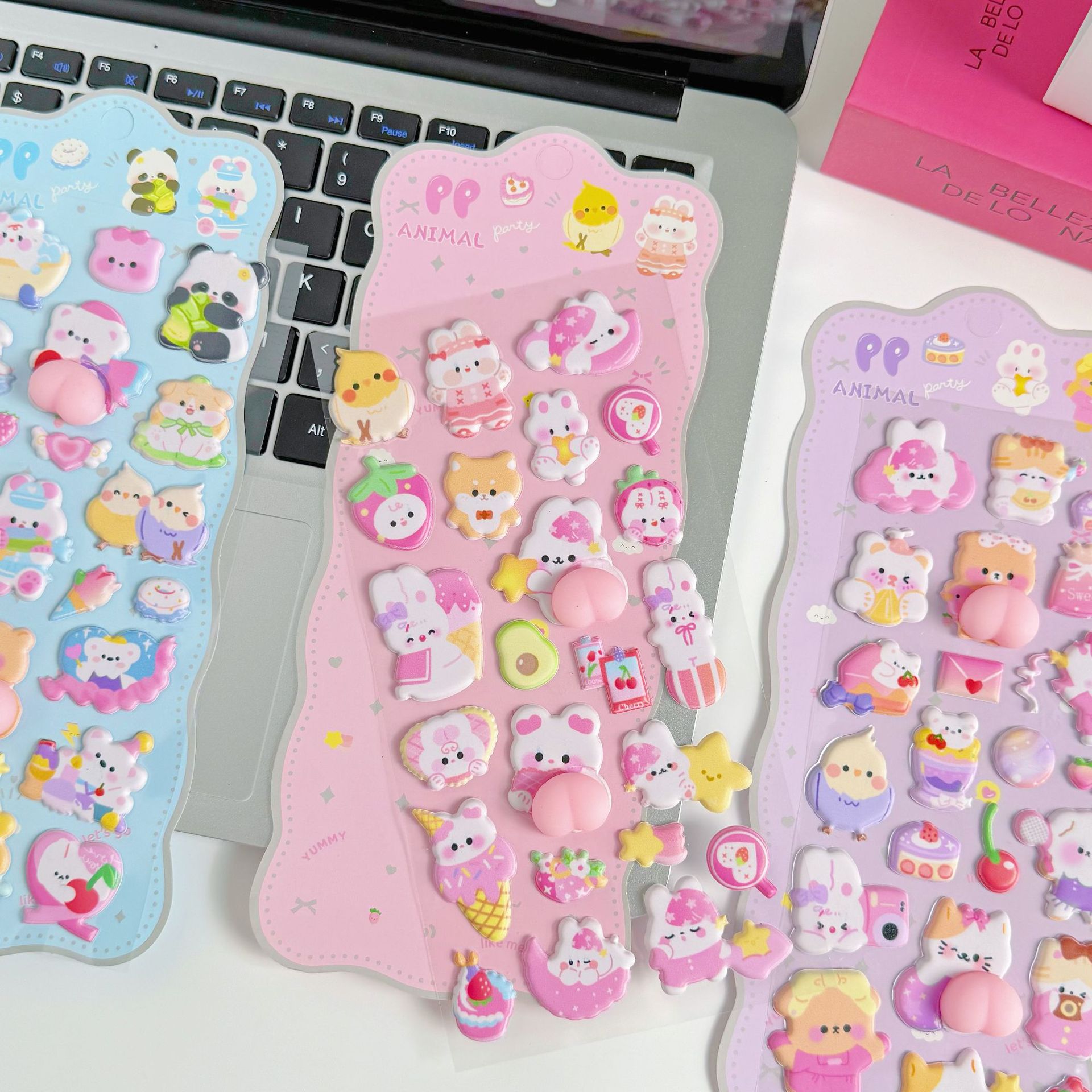 3D soft and cute furry animal children's stickers, adorable rabbits and bears, hand-decorated phone cases, stickers, accessories and fun decorative items Specification image
