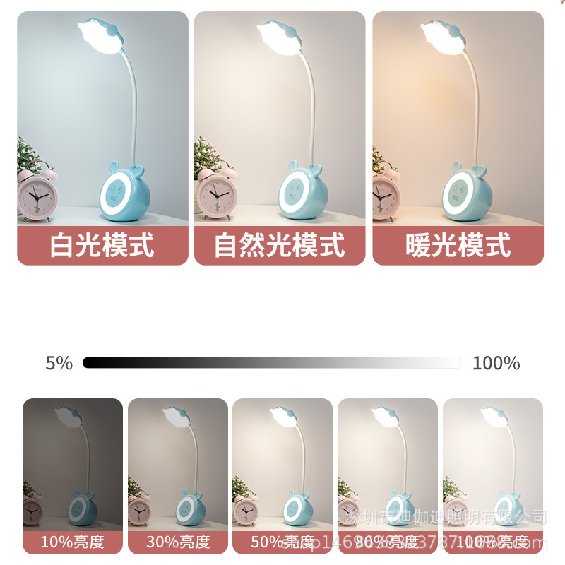 Cartoon LED eye-protecting desk lamp, night light, touch dimming, dual-color, 24-bead USB charging and plugging, creative lighting fixtures, night light gifts Application Scenario