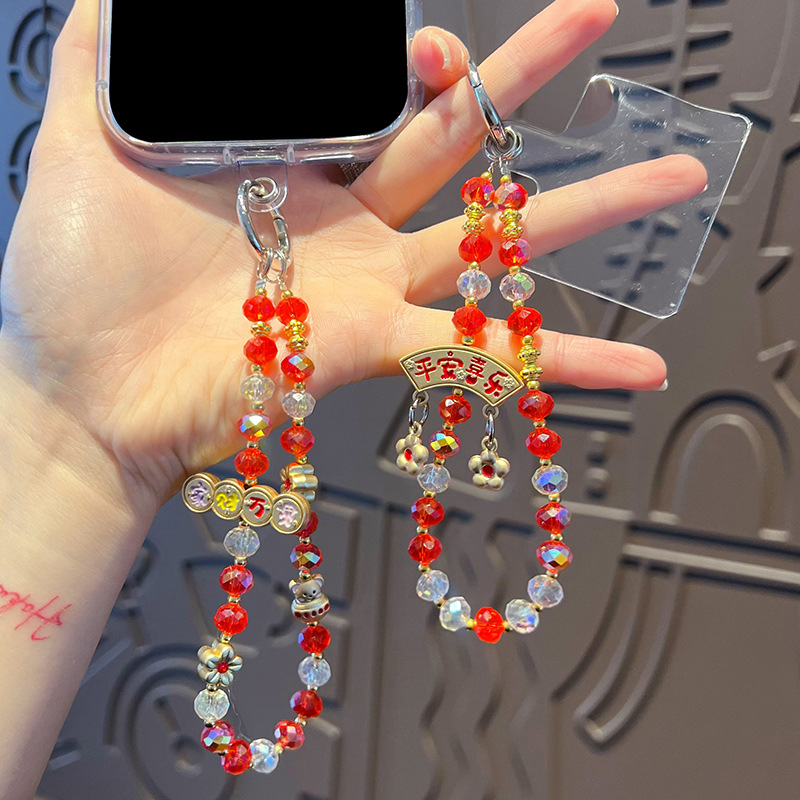 手机链/红色款编织手机绳/挂绳/手机绳/手机挂绳细节图