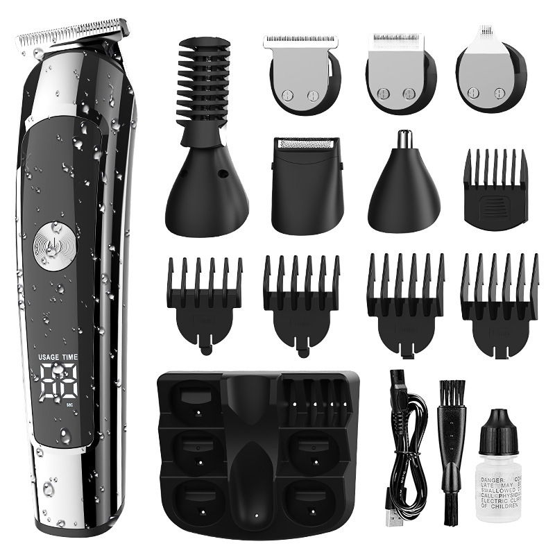 Multifunción recargable eléctrico barbero lavado shaver seis en uno LCD pantalla digital home facializer set details Picture