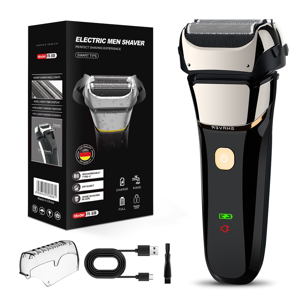 New reciprocating LED digital display rechargeable electric shaver, washable beard razor, household cross-border wholesale Item Picture