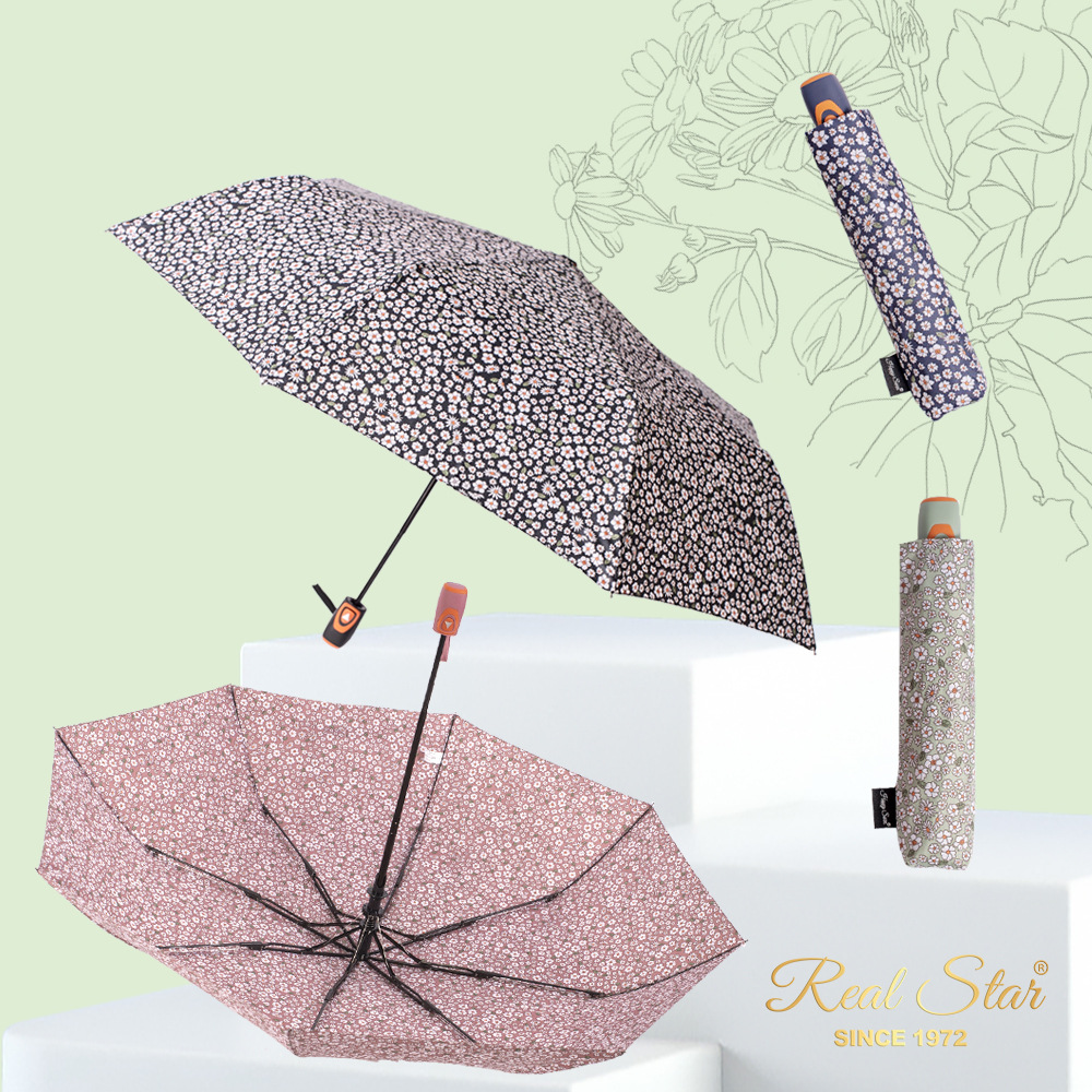 日韩风格小碎花三折自开雨伞彩色印花热转印外贸出口遮阳防雨便携雨具