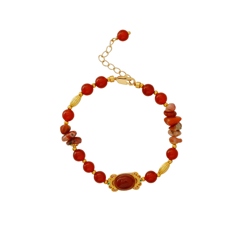 Hyacinth Chinese trend style red agate beaded bracelet for women, a new high-end jewelry accessory for 2025 Item Picture