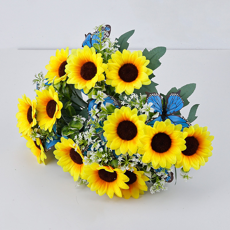 向日葵仿真花工程婚庆装饰绢花太阳花酒店家居外贸批发办公文化园艺礼盒植物