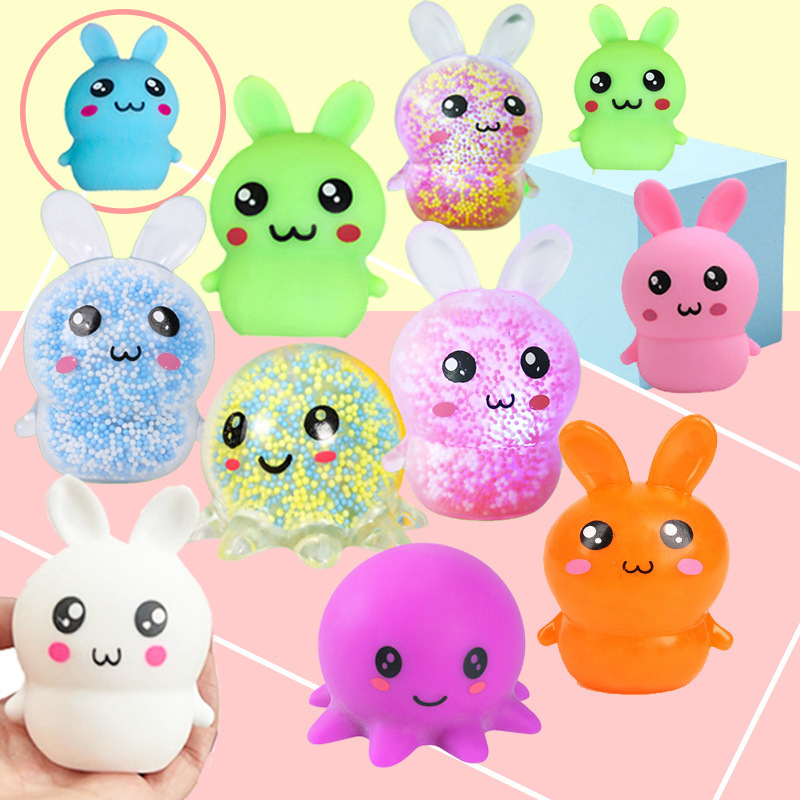 Hot-selling Easter Bunny Kneading Fun Seven-color Beads Stress-relieving Magic tool Soft rubber toy manufacturer wholesale stress-relieving new and unique toys details Picture
