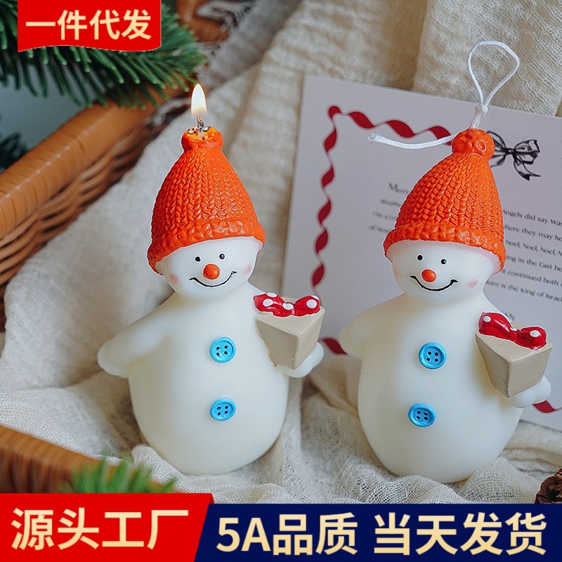 圣诞节手工伴手礼雪人香薰蜡烛装饰摆件跨境香氛礼品办公文化圣诞用品