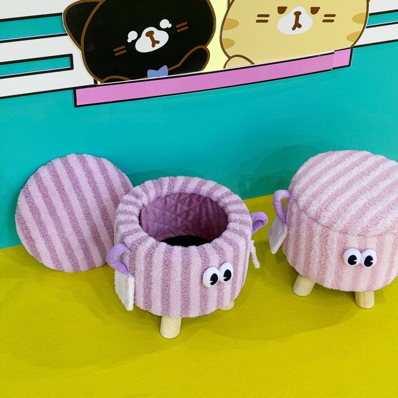 Dopamine cartoon fabric storage stool, snack storage stool, living room shoe-changing stool, sofa door stool Specification image