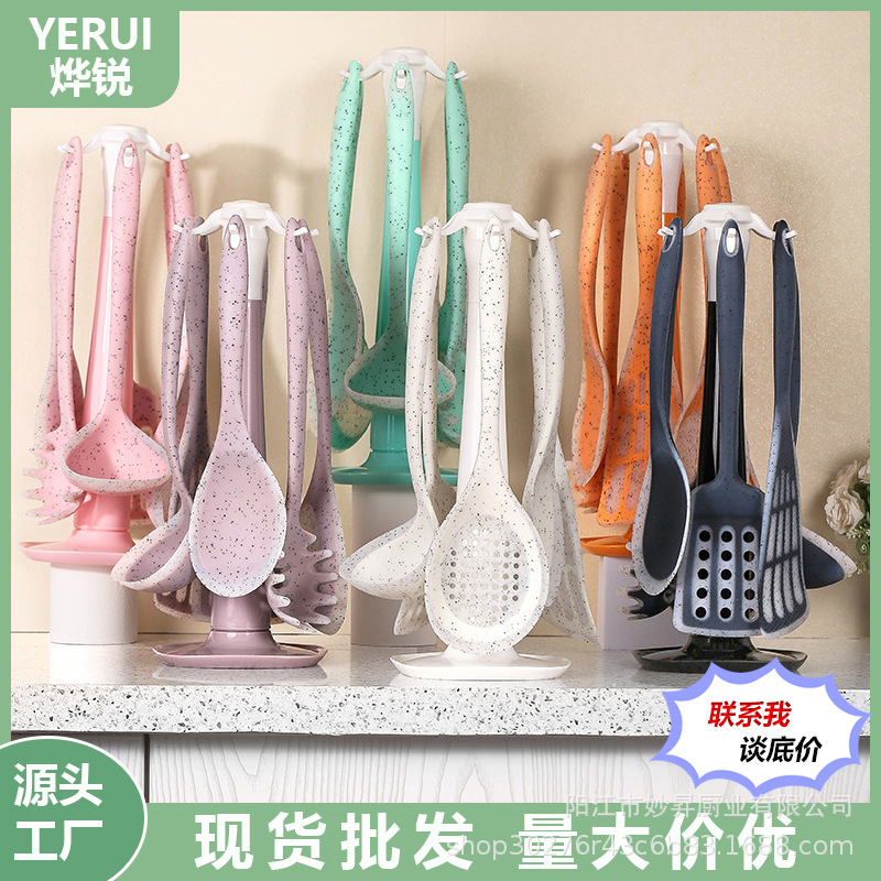 透明硅胶厨具套装收纳架一体式锅铲汤勺漏勺硅胶铲勺日用百货厨房工具