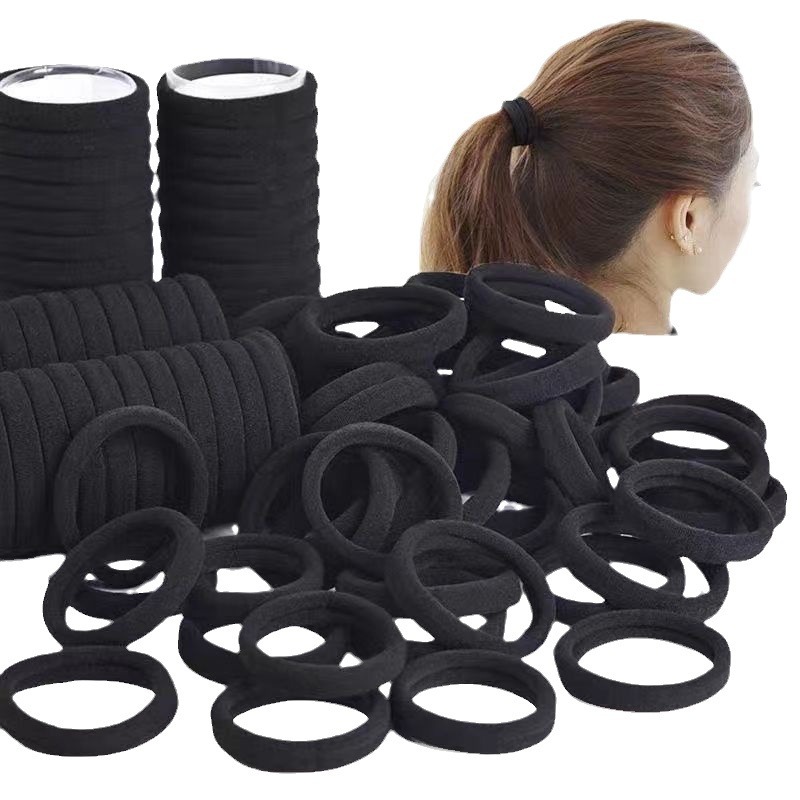 Black high-elasticity seamless 4cm hair band leather case, black leather band for tying hair, women's towel loop Item Picture