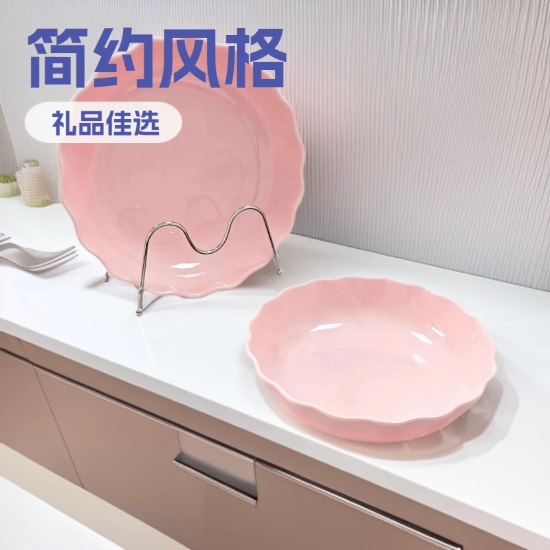 Melamine single-color lace round plate, commercial imitation porcelain cooking soup plate, fruit plate, suitable for restaurants and eateries
