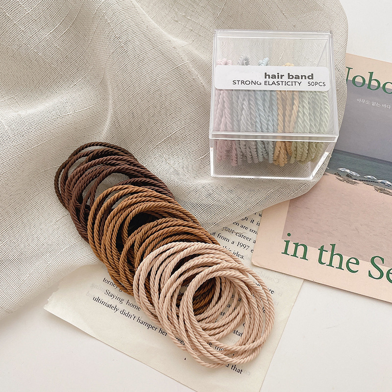 Summer Korean version milk coffee color seamless hair tie, ponytail tie, new rubber band hair accessory and hair band accessory details Picture