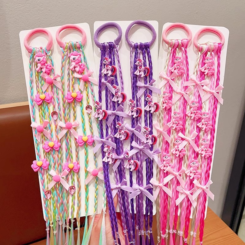 My Little Pony 2025 New Girls' bow hair band headwear, Little Girls' wig, braid hair accessory, headband details Picture
