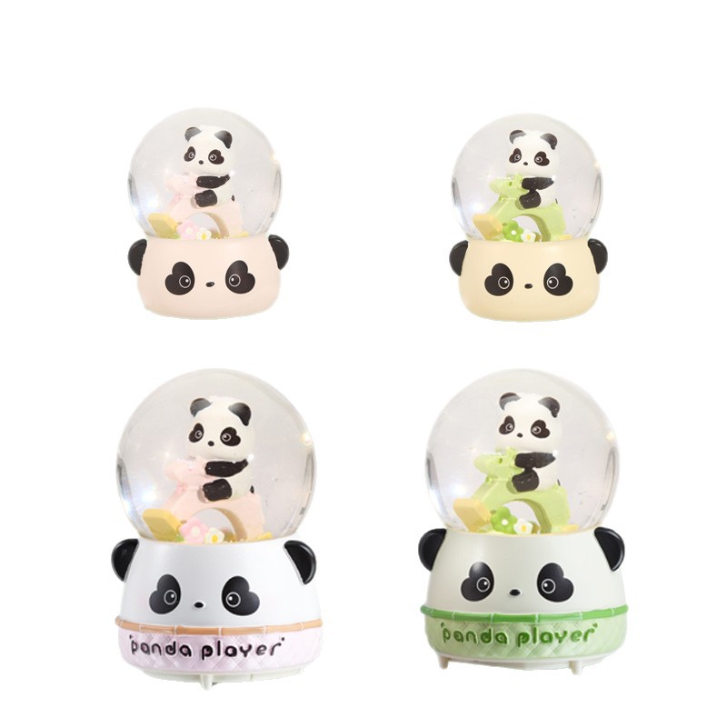 熊猫骑马水晶球大号八音盒儿童派对圣诞礼物可飘雪男女孩工艺品详情图5
